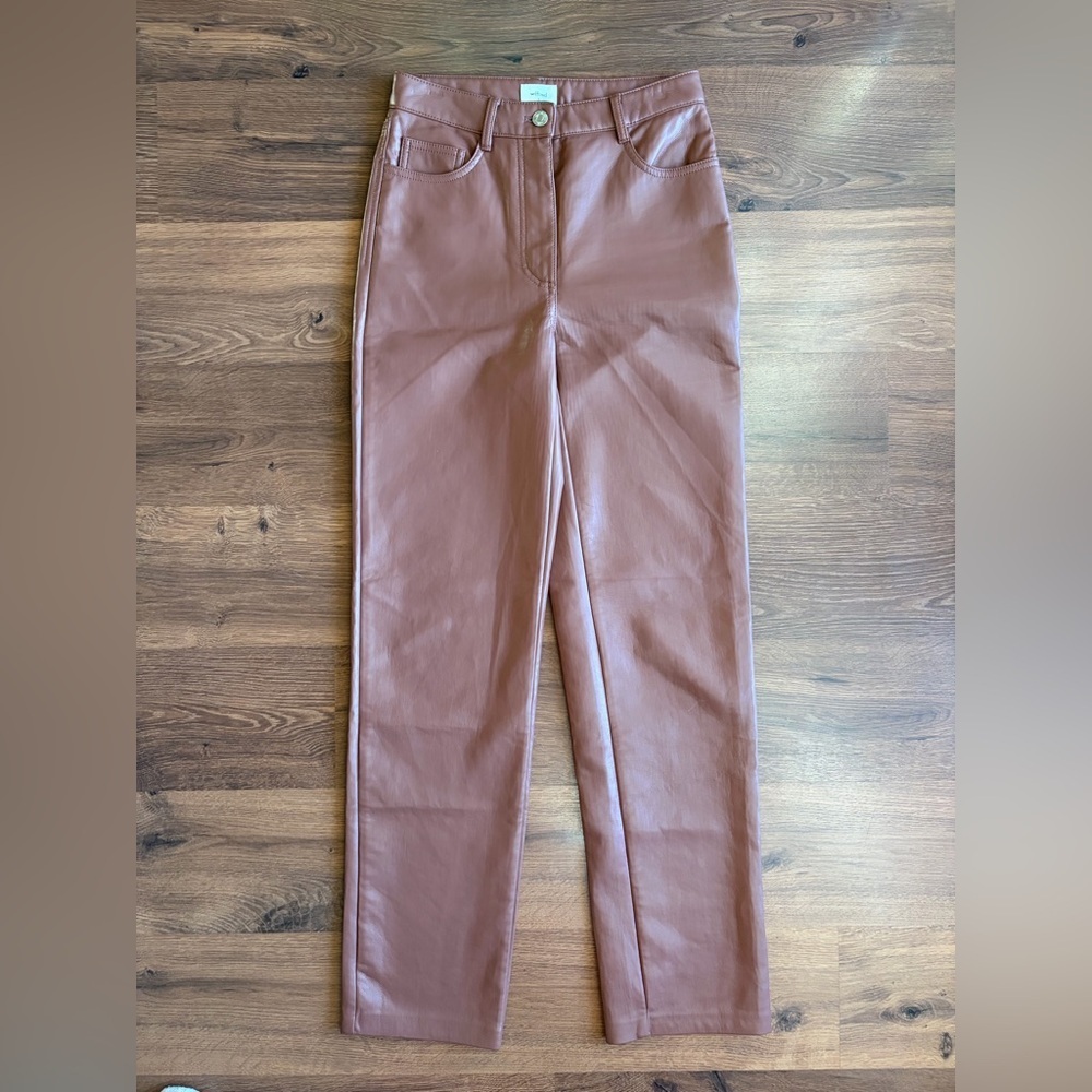 🤎 Aritzia Wilfred Melina Vegan Leather Pants | Cognac Brown 🤎 - Picture 2 of 11